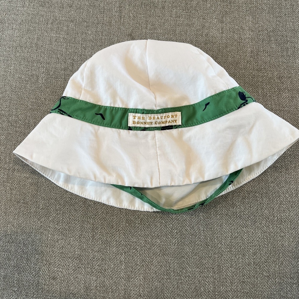 The Beaufort Bonnet Co White Green Blue‎ Ducks Sun Hat Medium Wide Brim NWOT